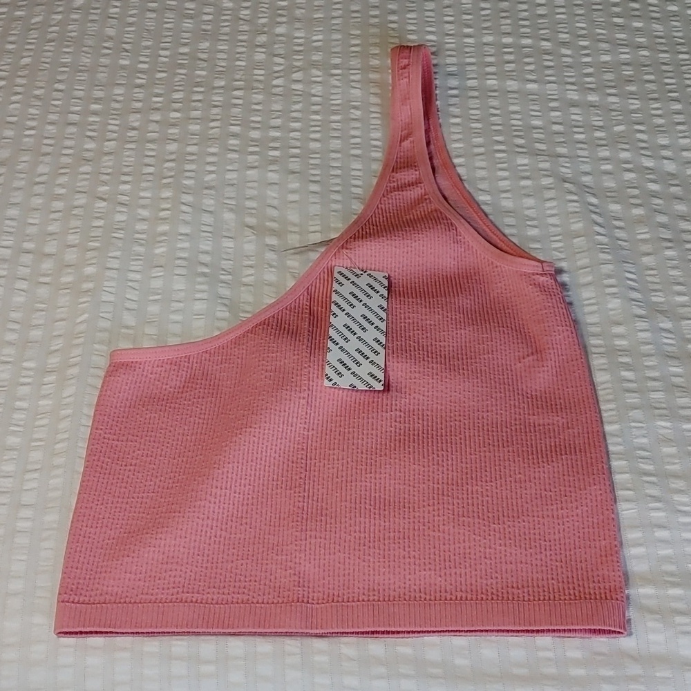 NWT Women's Pink Asymmetrical Middleon One Shoulder Crop Top Medium